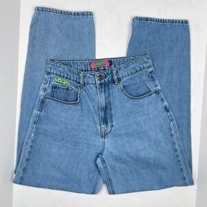 Y2K Embroidered Baggy Skate Jeans Blue Empyre High Rise Women's 2 Streetwear